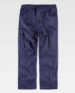 Hose mit elastischer Taille, mehrere Taschen aus 100% Navy Cotton