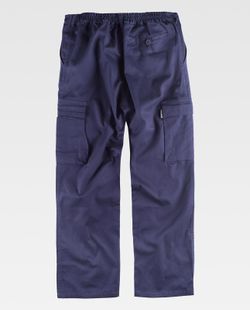 Hose mit elastischer Taille, mehrere Taschen aus 100% Navy Cotton