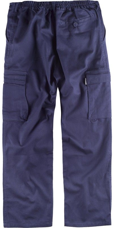 Hose mit elastischer Taille, mehrere Taschen aus 100% Navy Cotton