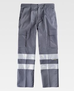 Hose mit elastischer Taille, mehreren Taschen und 2 reflektierenden Bändern Grau