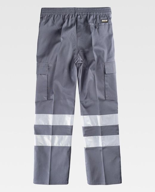 Hose mit elastischer Taille, mehreren Taschen und 2 reflektierenden Bändern Grau