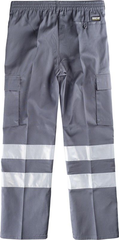 Hose mit elastischer Taille, mehreren Taschen und 2 reflektierenden Bändern Grau