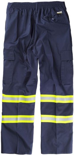 Pantalón con cintura elástica, multibolsillos bicolor Marino / Amarillo
