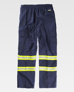 Pantalón con cintura elástica, multibolsillos bicolor Marino / Amarillo