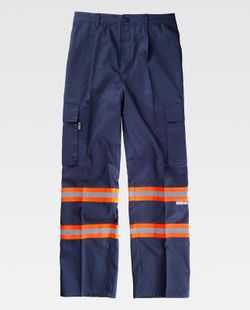 Hose mit elastischer Taille, mehreren Taschen und zwei zweifarbigen reflektierenden Bändern Navy Orange AV