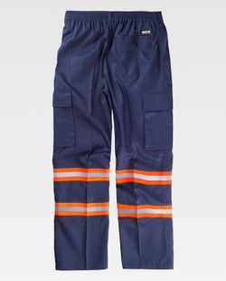 Hose mit elastischer Taille, mehreren Taschen und zwei zweifarbigen reflektierenden Bändern Navy Orange AV