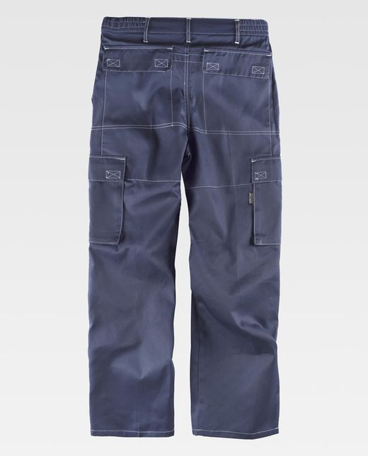 Hose mit elastischer Taille, Po-Verstärkung und mehreren Taschen mit Kontrastnähten Navy