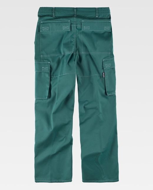 Hose mit elastischer Taille, Po-Verstärkung und mehreren Taschen mit Kontrastnähten Grün
