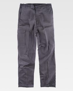 Hose mit elastischer Taille und mehreren Taschen aus 100% Baumwollgrau