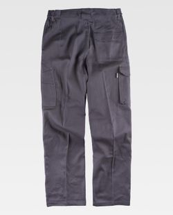 Hose mit elastischer Taille und mehreren Taschen aus 100% Baumwollgrau