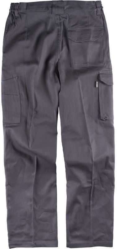 Hose mit elastischer Taille und mehreren Taschen aus 100% Baumwollgrau