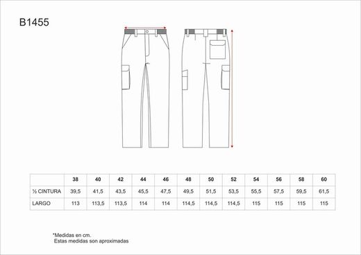 Hose mit elastischer Taille und mehreren Taschen aus 100% Baumwollgrau