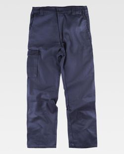 Hose mit elastischer Taille und mehreren Taschen aus 100% Navy Cotton