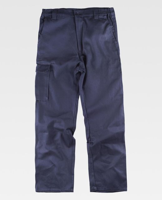 Hose mit elastischer Taille und mehreren Taschen aus 100% Navy Cotton