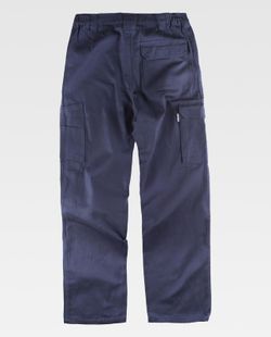 Hose mit elastischer Taille und mehreren Taschen aus 100% Navy Cotton