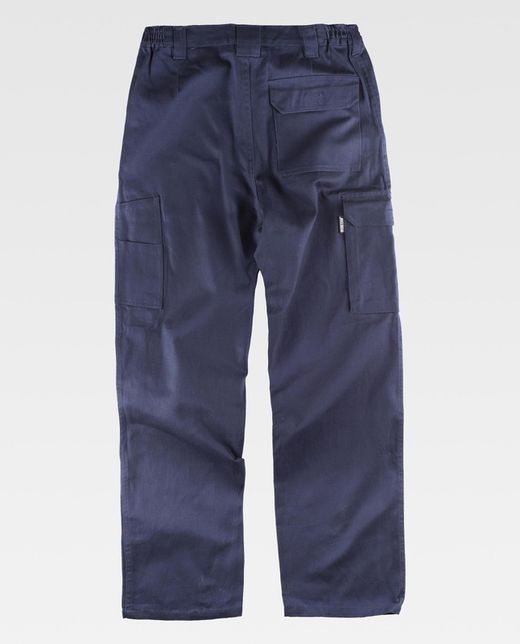 Hose mit elastischer Taille und mehreren Taschen aus 100% Navy Cotton