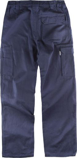 Hose mit elastischer Taille und mehreren Taschen aus 100% Navy Cotton