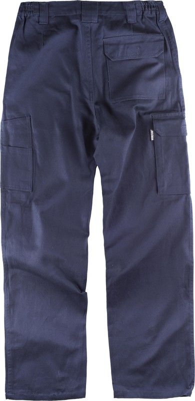 Hose mit elastischer Taille und mehreren Taschen aus 100% Navy Cotton
