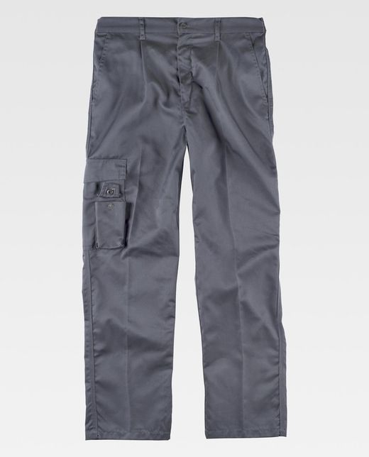 Hose mit elastischer Dreifachnaht mit mehreren Taschen Grau