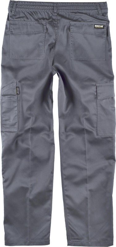Hose mit elastischer Dreifachnaht mit mehreren Taschen Grau