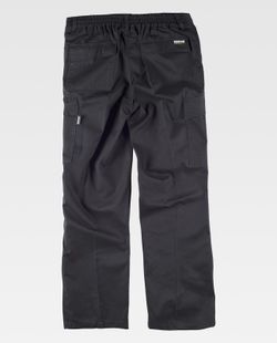 Hose mit elastischer Dreifachnaht mit mehreren Taschen Schwarz
