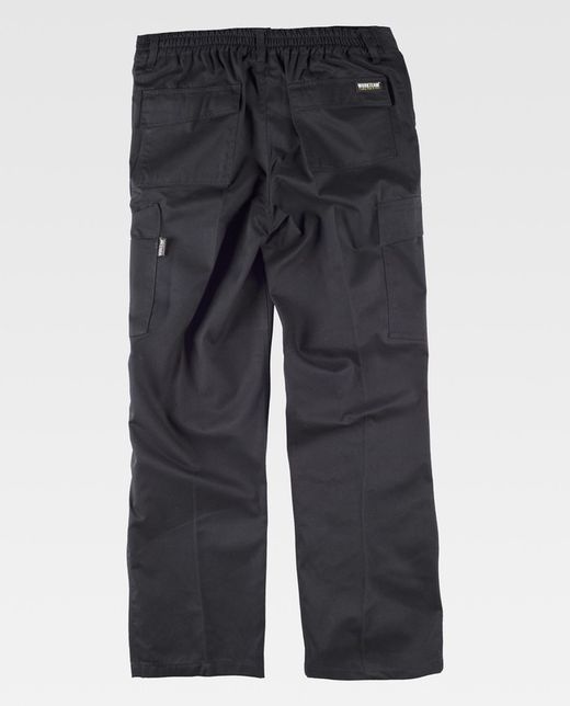 Hose mit elastischer Dreifachnaht mit mehreren Taschen Schwarz