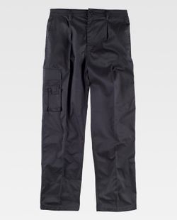 Hose mit elastischer Dreifachnaht mit mehreren Taschen Schwarz