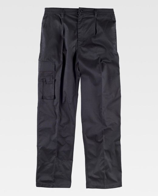 Hose mit elastischer Dreifachnaht mit mehreren Taschen Schwarz