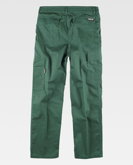 Pantalón con elástico con multibolsillos Verde Oscuro