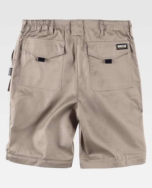 Hose mit abnehmbaren Beinen, elastischer Taille und Beige mit mehreren Taschen