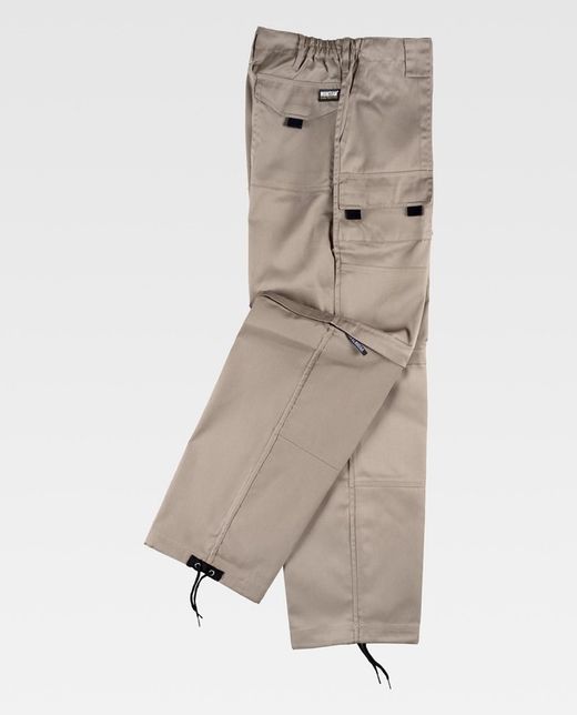 Hose mit abnehmbaren Beinen, elastischer Taille und Beige mit mehreren Taschen