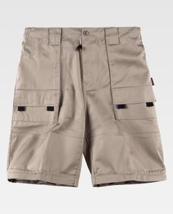 Hose mit abnehmbaren Beinen, elastischer Taille und Beige mit mehreren Taschen
