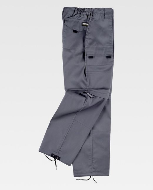 Hose mit abnehmbaren Beinen, elastischer Taille und mehreren Taschen Grau