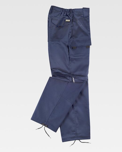 Pants with detachable legs, elastic waist and multi-pocket Navy