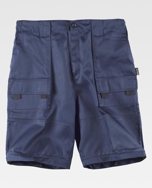 Pants with detachable legs, elastic waist and multi-pocket Navy