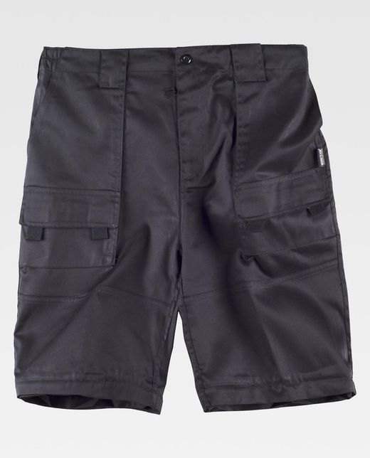 Hose mit abnehmbaren Beinen, elastischer Taille und mehreren Taschen Schwarz