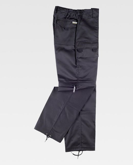 Hose mit abnehmbaren Beinen, elastischer Taille und mehreren Taschen Schwarz