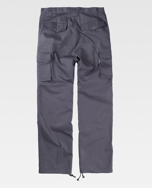 Hose mit Verstärkung an der Unterseite und an den Knien, ohne elastische Taille, Mehrfachtaschen Grau