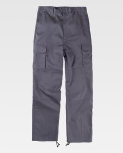 Hose mit Verstärkung an der Unterseite und an den Knien, ohne elastische Taille, Mehrfachtaschen Grau