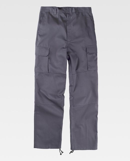 Hose mit Verstärkung an der Unterseite und an den Knien, ohne elastische Taille, Mehrfachtaschen Grau