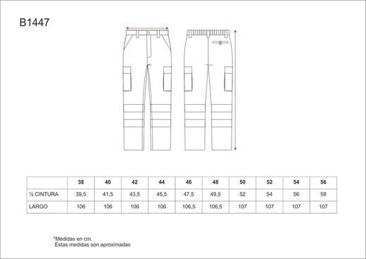 Baumwollhose mit elastischer Taille, mehreren Taschen und 2 reflektierenden Bändern Marino