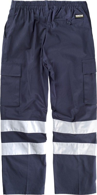 Baumwollhose mit elastischer Taille, mehreren Taschen und 2 reflektierenden Bändern Marino
