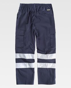 Baumwollhose mit elastischer Taille, mehreren Taschen und 2 reflektierenden Bändern Marino