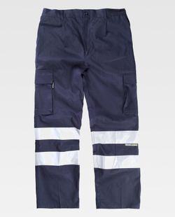 Baumwollhose mit elastischer Taille, mehreren Taschen und 2 reflektierenden Bändern Marino