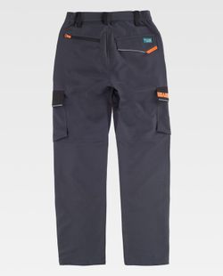 Pantalon de color Gris oscuro+Negro+Naranja Fluor