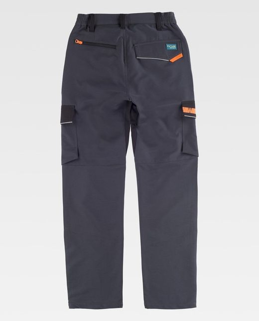 Pantalon de color Gris oscuro+Negro+Naranja Fluor