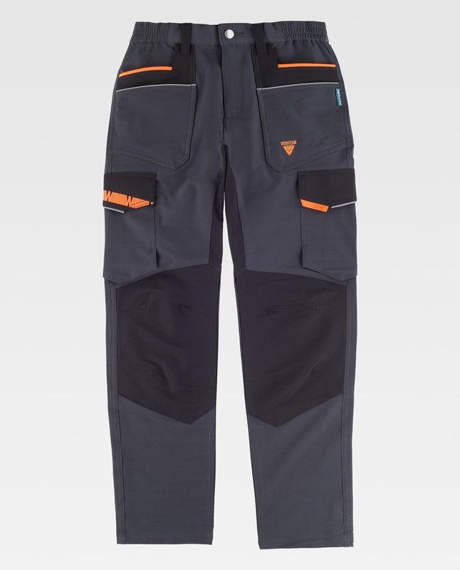 Pantalon de color Gris oscuro+Negro+Naranja Fluor WF3055-Gris oscuro+Negro+Naranja Fluor-L