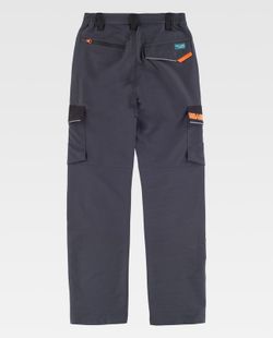 Pantalon de color Gris oscuro+Negro+Naranja Fluor