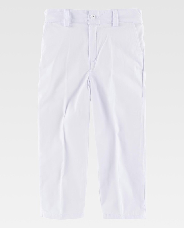 Gobernador Becks Coca Pantalón de niño, cintura elástica, dos bolsos laterales inclinados Blanco  — Maxport Vestuario Laboral