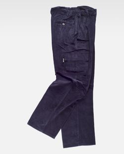 Cordhose mit elastischer Taille und Navy mit mehreren Taschen